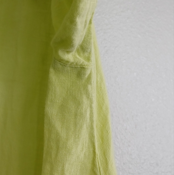 Match Point 100% Linen Artsy Lagenlook Lime Tunic Top - Picture 9 of 16